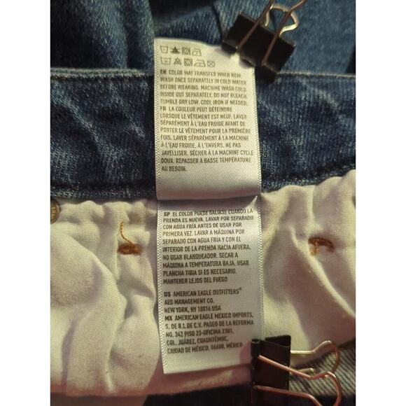 American Eagle Stretch Jeans Medium Wash Distressed Woman's Size 4 Long - Picture 11 of 15